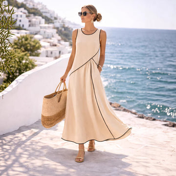 Mediterranean-style Vacation Dress For Women Contrast Colors
